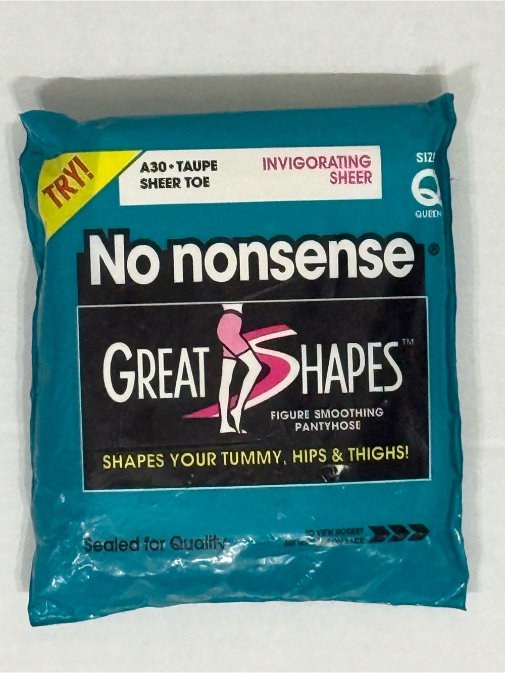 Vintage 1994 No Nonsense Great Shapes Pantyhose Queen Size Q Taupe Nude New